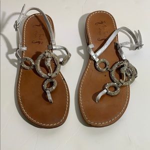 Leather and metal sandal